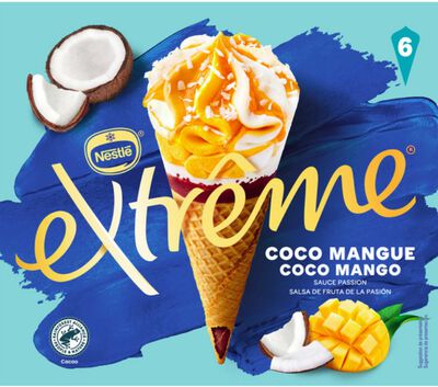 Helado cono sabor coco y mango Nestle Extreme 6 unid