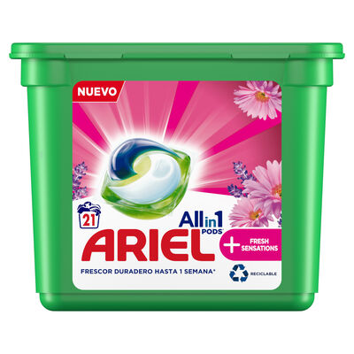 Detergente en cápsulas Ariel 21 lavados fresh sensations