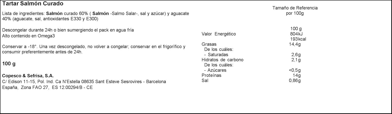 Tartar de salmón Royal 100g con aguacate