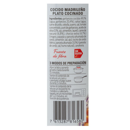 Cocido madrileño Litoral 425g con embutido selecto