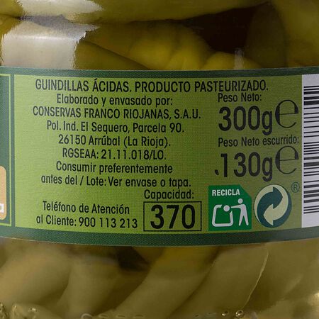 Guindillas en vinagre sin gluten Alipende 130g
