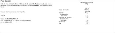 Pat&eacute; salm&oacute;n Casa Tarradellas 125g
