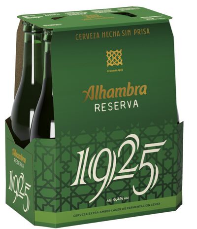 Cerveza dorada Alhambra Reserva 1925 pack 6 botellas 33cl