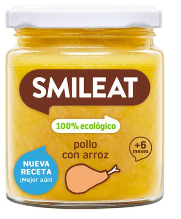Alimento infantil ecológico con pollo arroz y guisantes Smileat 230 g