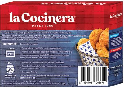 Alitas de Pollo Estilo Americano, Crujientes y Jugosas, La Cocinera 400g