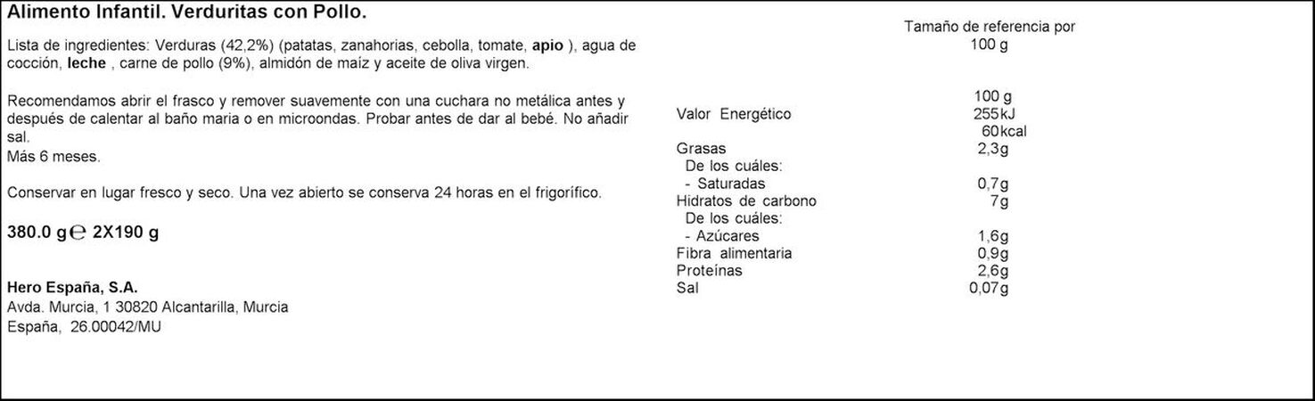 Tarro Hero Baby noche pollo verdura desde 6meses pack 2