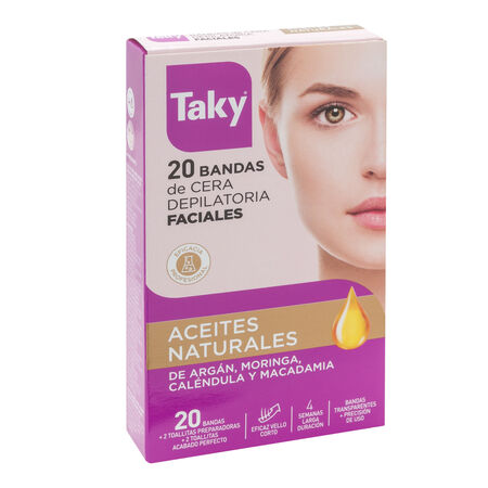 Bandas de cera depilatorias Taky beauty oil 20 uds faciales