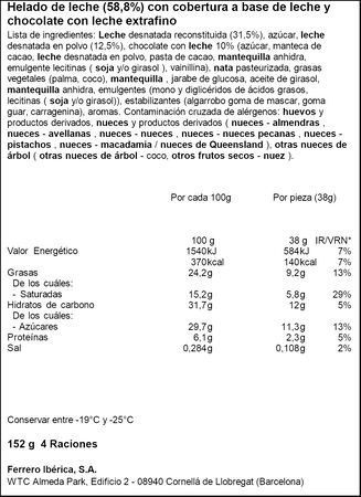 Helado Kinder Chocolate 4 uds