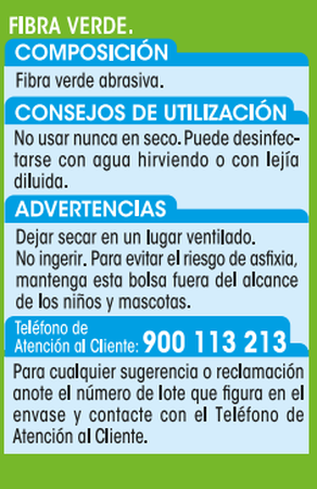 Estropajo fibra Lanta 4 unidades verde