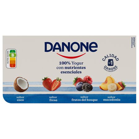 Yogur Danone pack 8 fresa coco macedonia frutos bosque