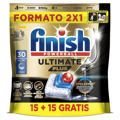 Detergente lavavajillas en pastillas Finish 15+15 unidades Ultimate