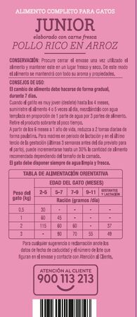 Alimento completo para gato junior Meque pollo arroz 400g