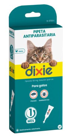 Pipeta antiparásito fipronilo para tratamiento y prevención de gato Dixie 1u