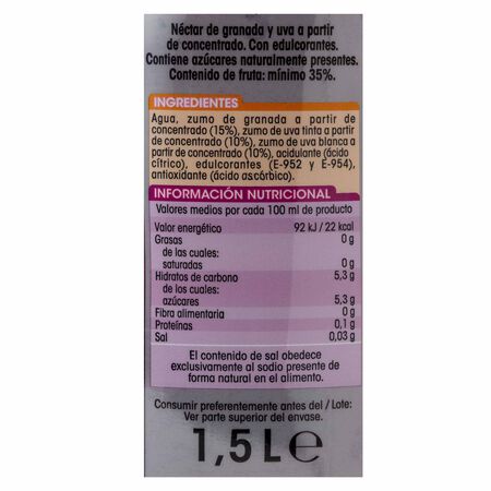 Néctar de granada y uva Alipende 1,5l