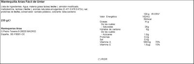 Mantequilla Arias 235g fácil untar