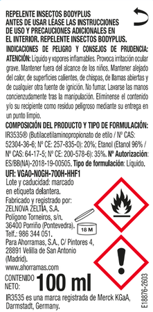 Repelente mosquito Bodyplus 100ml