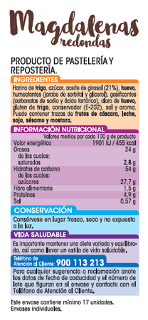 Magdalenas Alipende 615g redondas