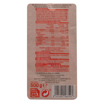 Pan de molde Alipende 500g ma&iacute;z 5% semillas