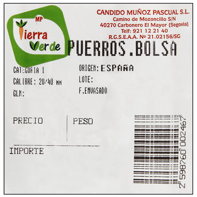 Puerro Entero Bolsa