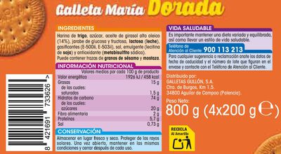 Galleta maria Alipende 800g dorada