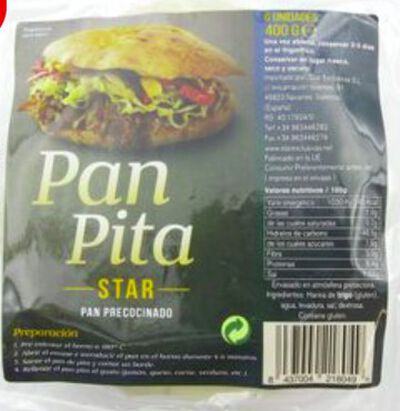 Pan pita con seis unidades y un peso de 400 gramos Star