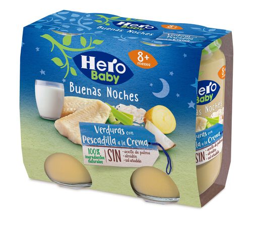 Tarro Hero Baby noche verdura pescadilla desde 8meses pack 2