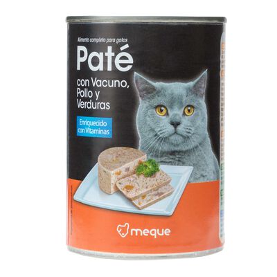 Alimento completo para gatos con vacuno, pollo y verduras Meque 400g