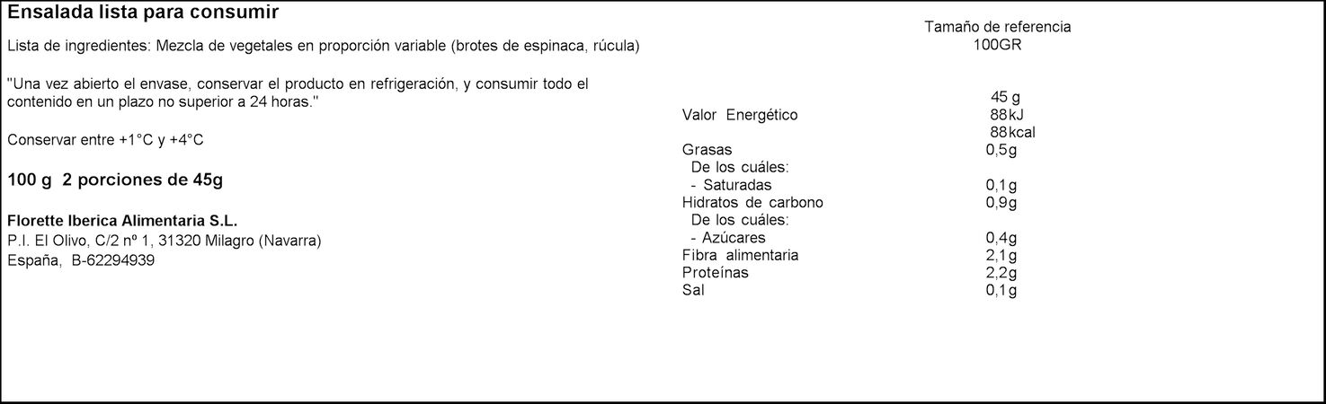 Brotes de espinaca y rúcula Florette 100g