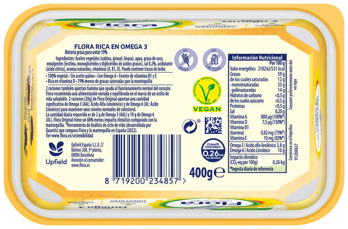 Margarina vegetal Flora 400g