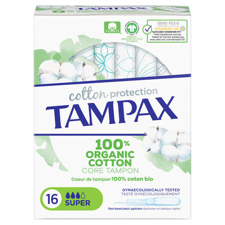 Tampón con aplicador Tampax 16 uds 100% algodón orgánico super