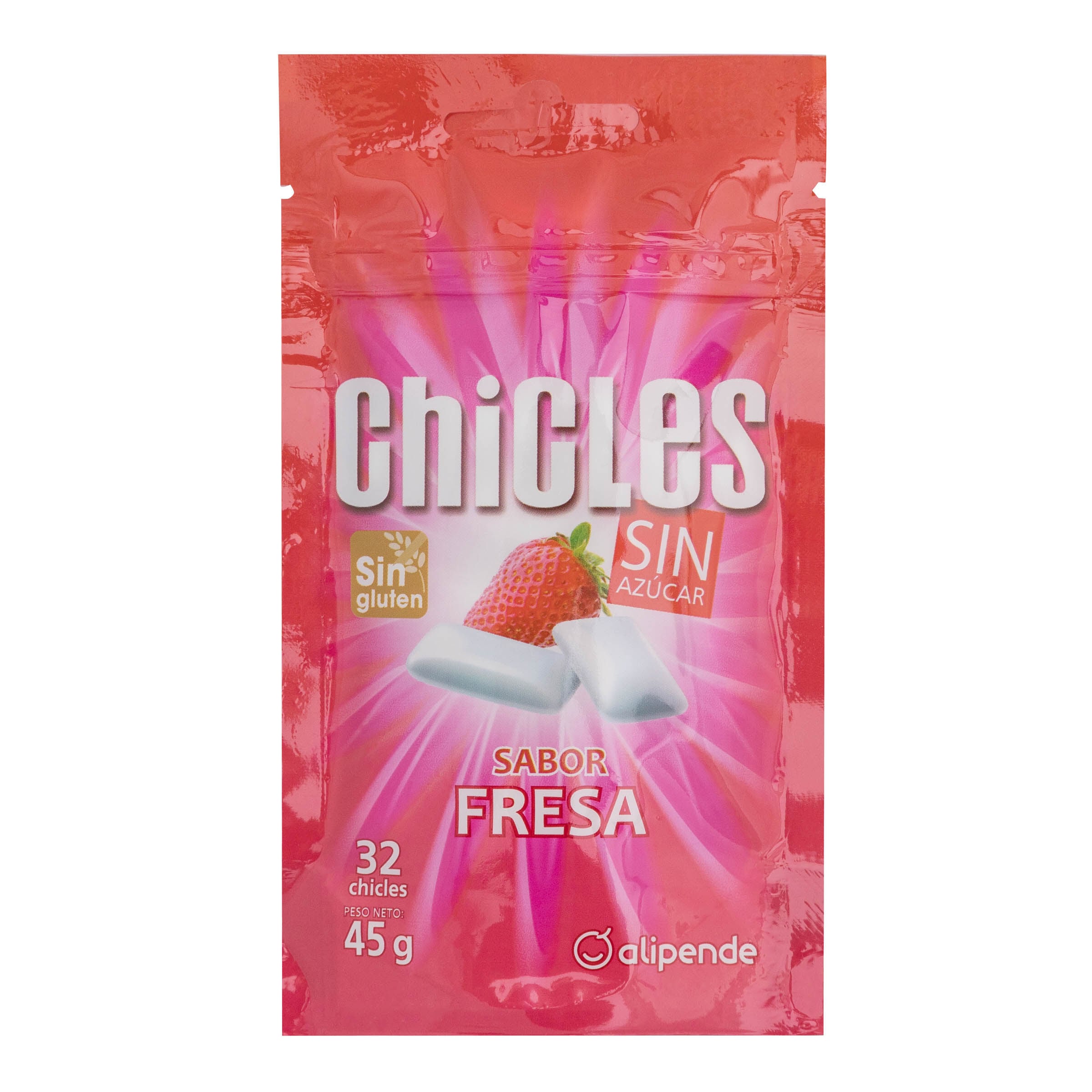 Chicles fresa s/gluten s/azúcar Alipende 45g