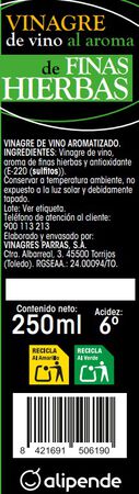 Vinagre Alipende 250ml a las finas hierbas