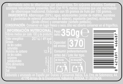 Mermelada diet albaricoque sin azúcar añadido Alipende 350g