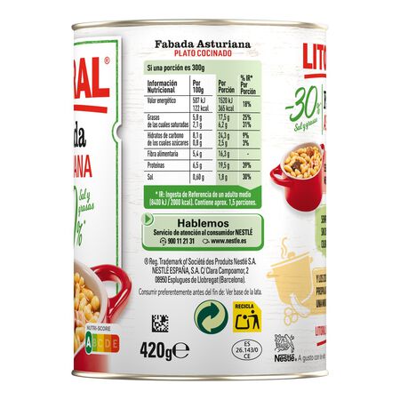 Fabada asturiana con 30% menos de sal Litoral 420g