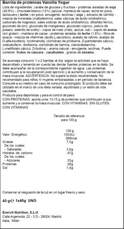 Barrita de prote&iacute;na con sabor vainilla yogurt Enervit 40g