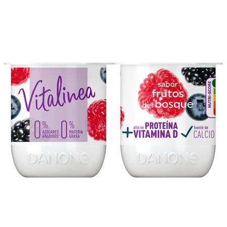 Yogur desnatado Vitalinea pack 4 frutas del bosque