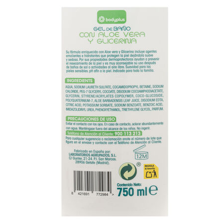 Gel de ducha Bodyplus 750ml glicerina y aloe vera