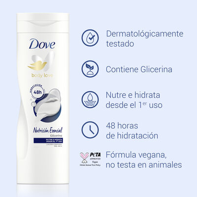 Body milk para piel seca con nutrici&oacute;n esencial Dove 400 ml