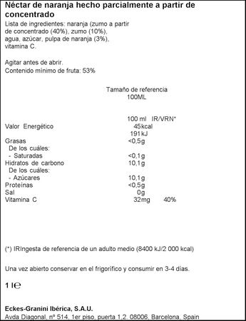 Néctar de naranja Granini 1l