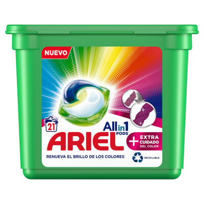 Detergente en capsulas Ariel 21 lavados+extra cuidado del color