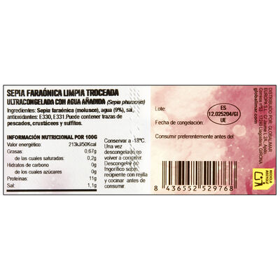 Sepia fara&oacute;nica limpia troceada 250g