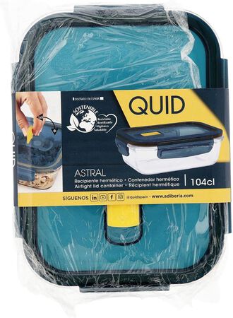 Tupper hermético de vidrio rectangular Quid 104cl astral