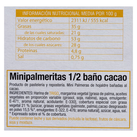 Mini palmeritas Virgen del Brezo cacao 200g