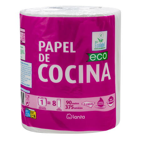 Papel de cocina en rollo Lanta 90m multiusos