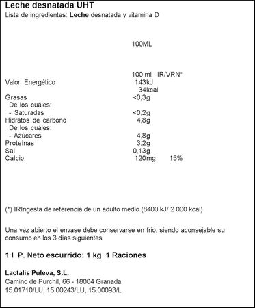 Leche Lauki 1l desnatada