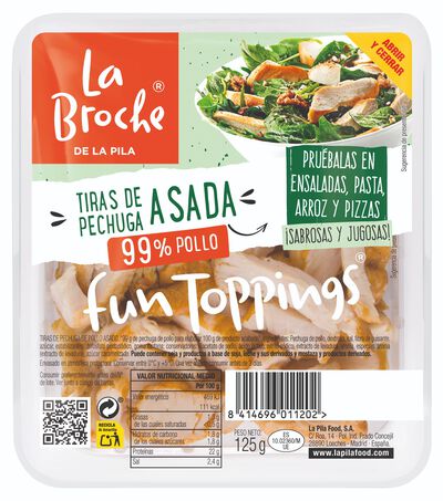 Tiras de pechuga de pollo asado La Pila 125g