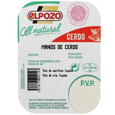 Mano de cerdo all natural ElPozo 500g aproximadamente