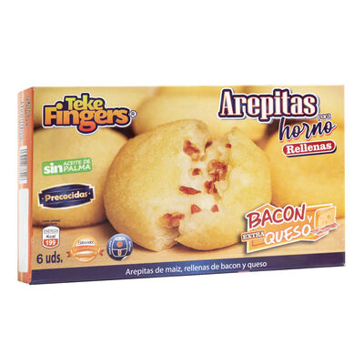 Arepitas rellenas de bacon y queso Tekefingers 6uds 190g