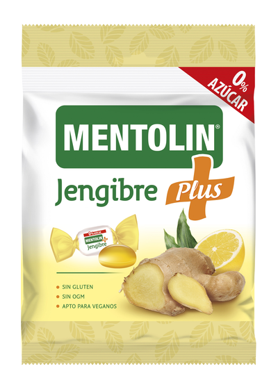 Caramelos sin az&uacute;car de jengibre Mentolin 90g