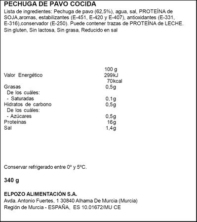 Minipechuga de pavo reducido en sal ElPozo 340g